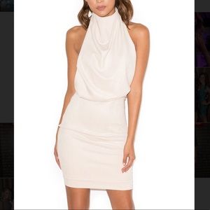 House of CB Georgiana cream suede backless dress